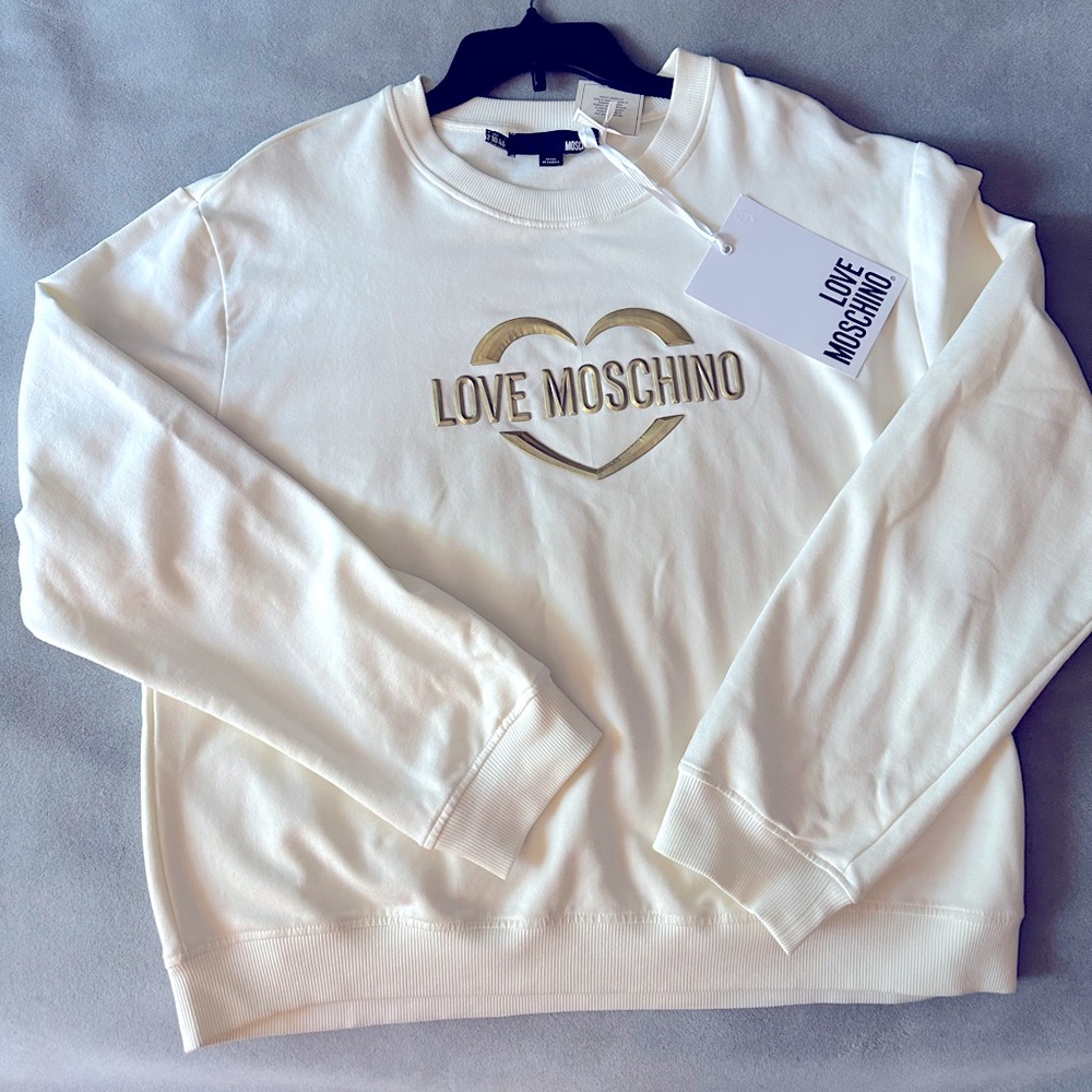 Love Moschino Woman Sweatshirt USA10. Size. Fits like M off white